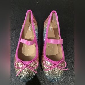 Cat & Jack Ballet Flats Toddler Girls Size 10. Lily Glitter Multicolor A5028.